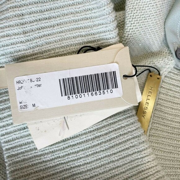 Hellessy Joffe Satin Sleeve Sweater Size Assymettric collar Button Down mint - Picture 11 of 12